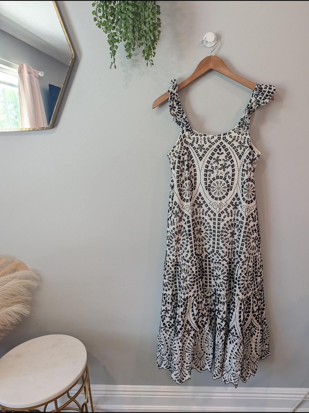 Btfl Life Black and White Eyelet Tiered Sundress Size Small